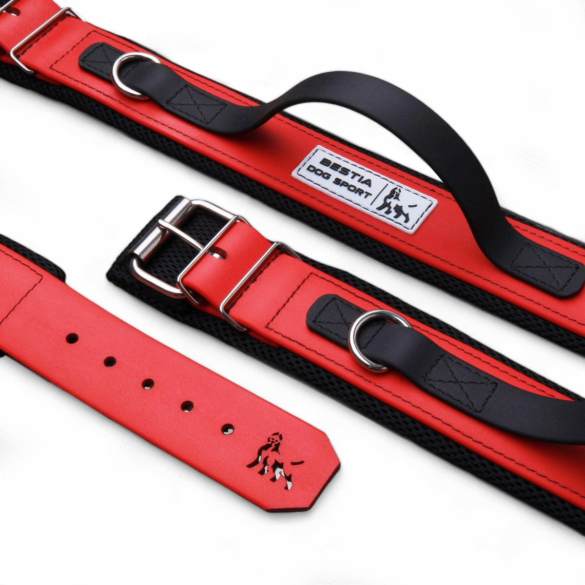 Collar Bestia Dog Sport rojo con asa