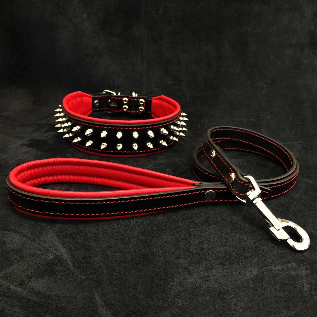 Set Frenchie rojo: collar y correa de cuero